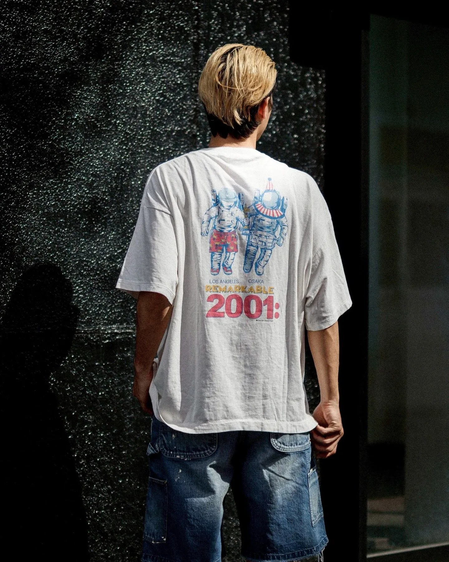 SAINT Mxxxxxx × Sean Wotherspoon SW_SS TEE/ASTRO/WHT SW joint retro enzyme-washed old tee Astronaut distressed short-sleeved off-white S-XL Correct version Customized SW joint wash water label Original development Production without looking at pictures Printing pixel level restoration Handmade acrylic ready-made clothing graffiti ink